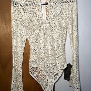 Elegant Cream Lace Bodysuit